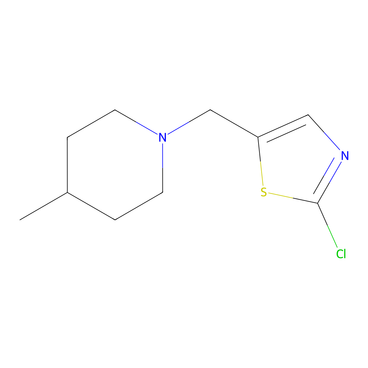 1-[(2-Chloro-1,3-thiazol-5-yl)methyl]-4-methylpiperidine molecular structure, CAS 478064-75-4
