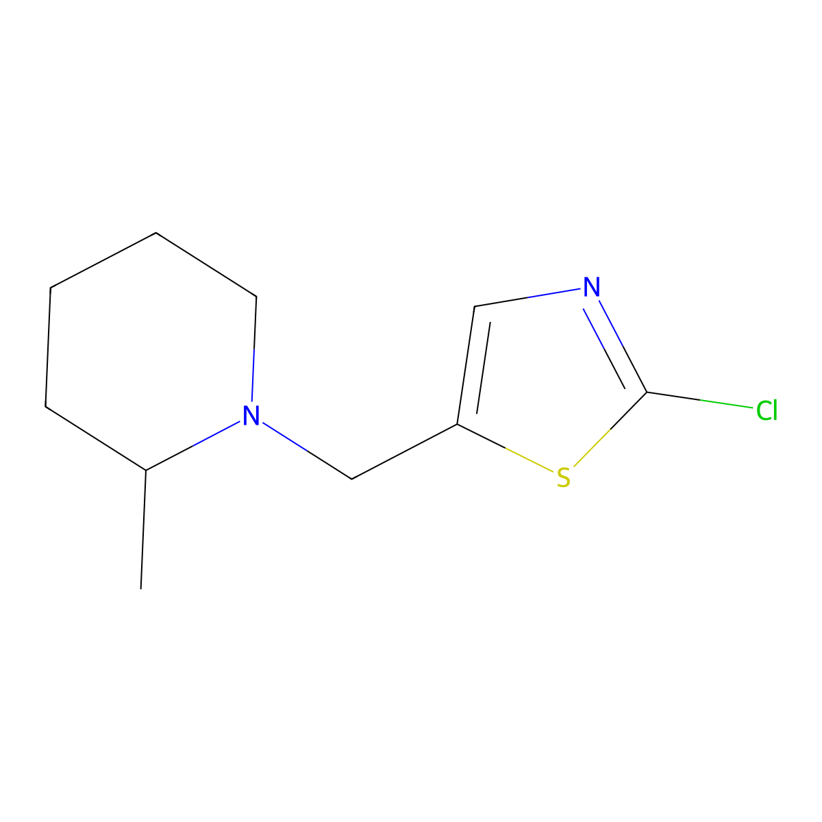 1-[(2-Chloro-1,3-thiazol-5-yl)methyl]-2-methylpiperidine molecular structure, CAS 478064-78-7