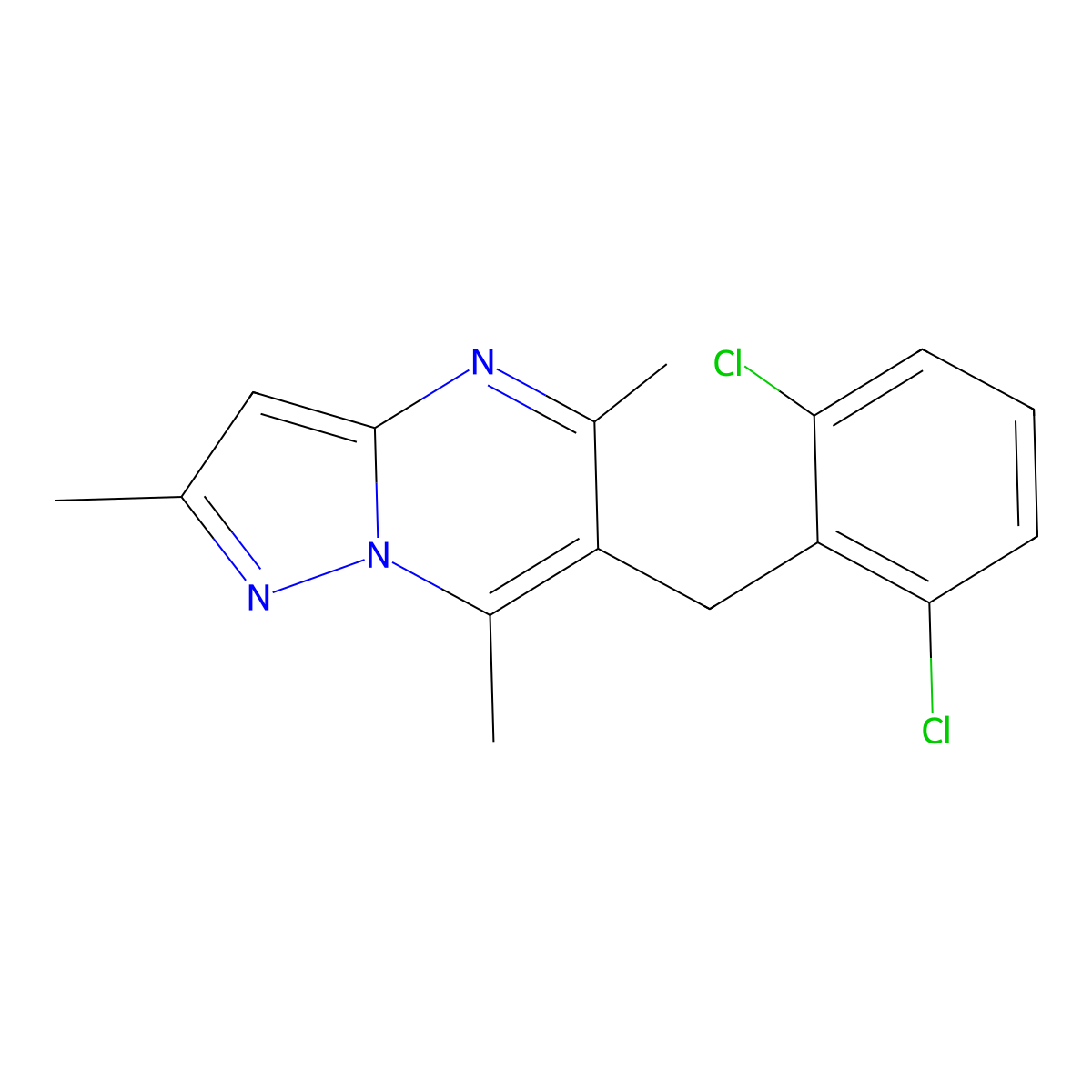 6-(2,6-Dichlorobenzyl)-2,5,7-trimethylpyrazolo[1,5-a]pyrimidine molecular structure, CAS 478064-83-4