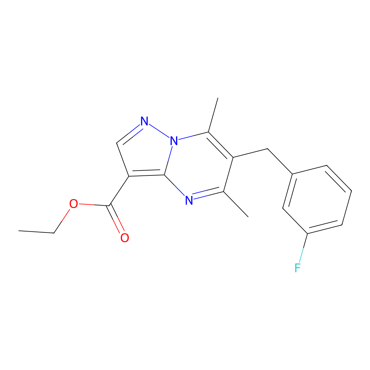Ethyl 6-(3-fluorobenzyl)-5,7-dimethylpyrazolo[1,5-a]pyrimidine-3-carboxylate molecular structure, CAS 478064-86-7
