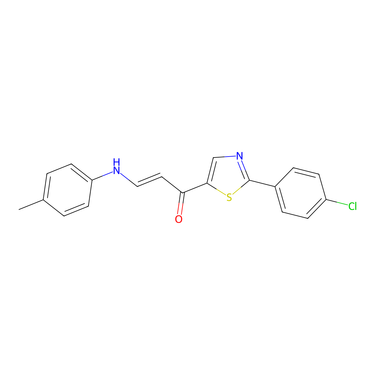 (E)-1-[2-(4-chlorophenyl)-1,3-thiazol-5-yl]-3-(4-toluidino)-2-propen-1-one molecular structure, CAS 478064-90-3