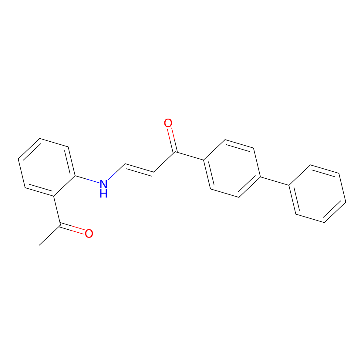 (E)-3-(2-acetylanilino)-1-(4-phenylphenyl)prop-2-en-1-one molecular structure, CAS 478064-93-6