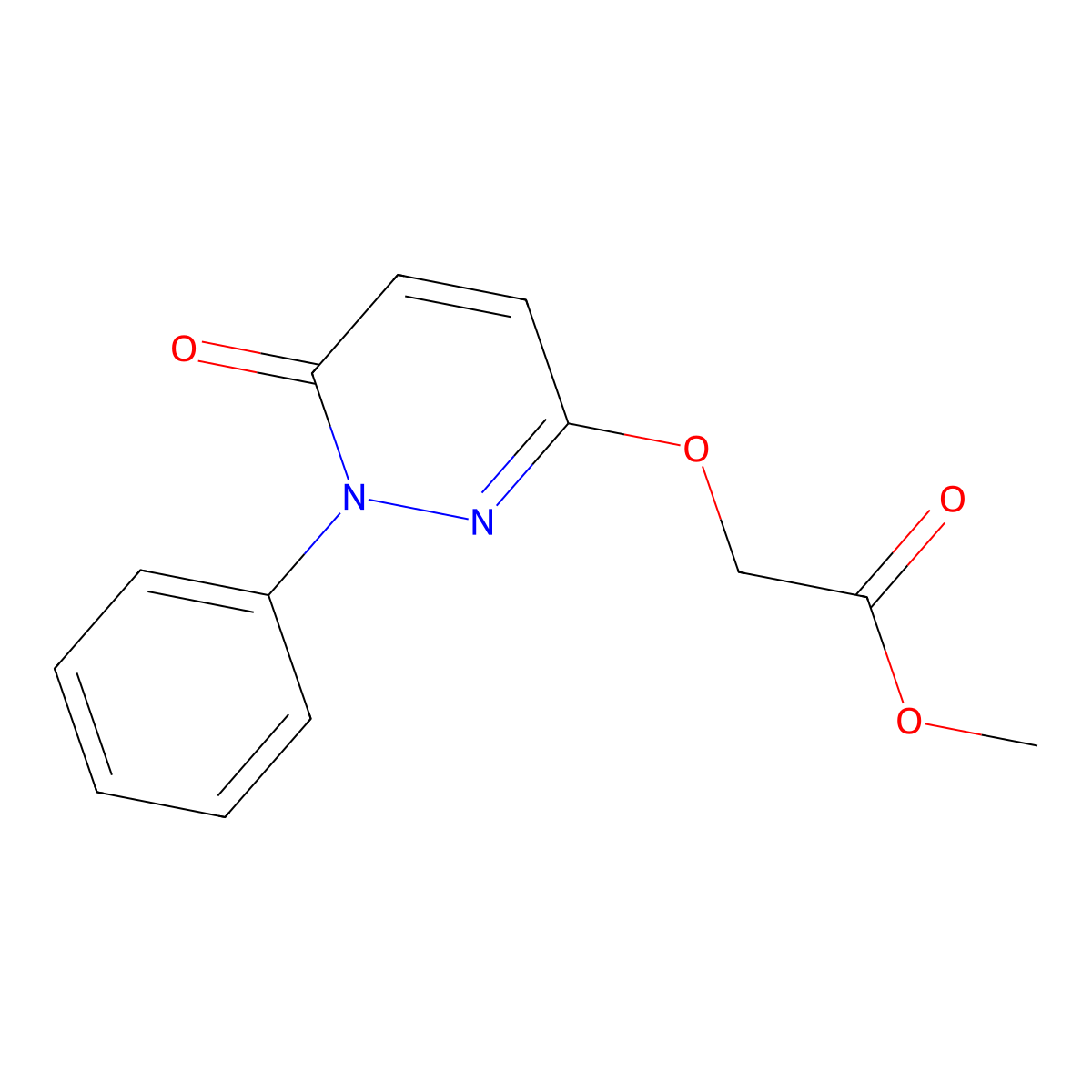 Methyl 2-((6-oxo-1-phenyl-1,6-dihydropyridazin-3-yl)oxy)acetate molecular structure, CAS 478065-00-8