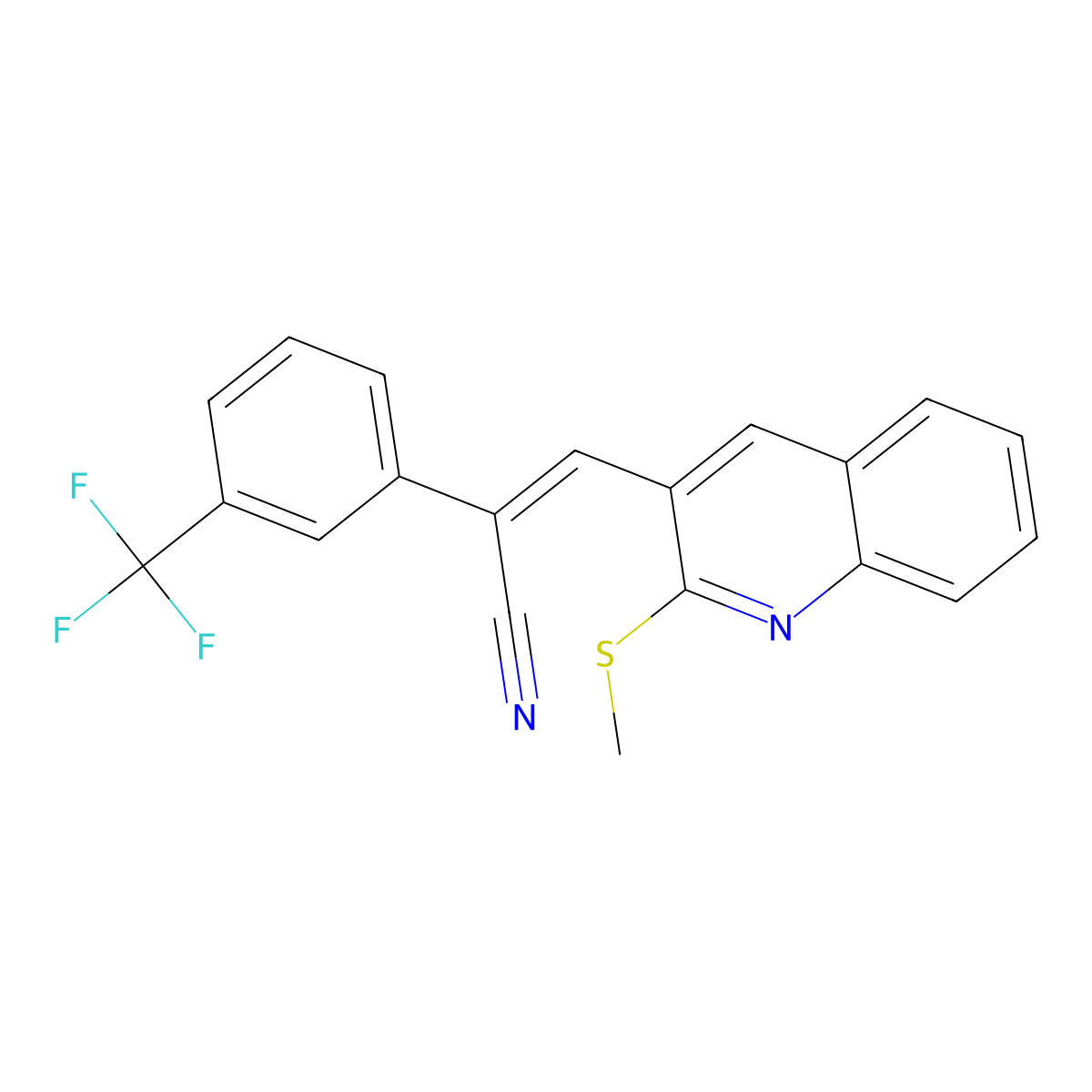 (Z)-3-[2-(methylsulfanyl)-3-quinolinyl]-2-[3-(trifluoromethyl)phenyl]-2-propenenitrile molecular structure, CAS 478065-08-6