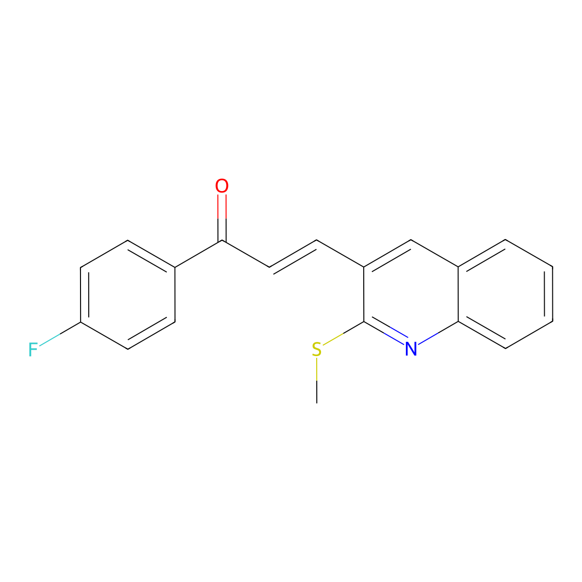 (2E)-1-(4-fluorophenyl)-3-[2-(methylsulfanyl)quinolin-3-yl]prop-2-en-1-one molecular structure, CAS 478065-16-6