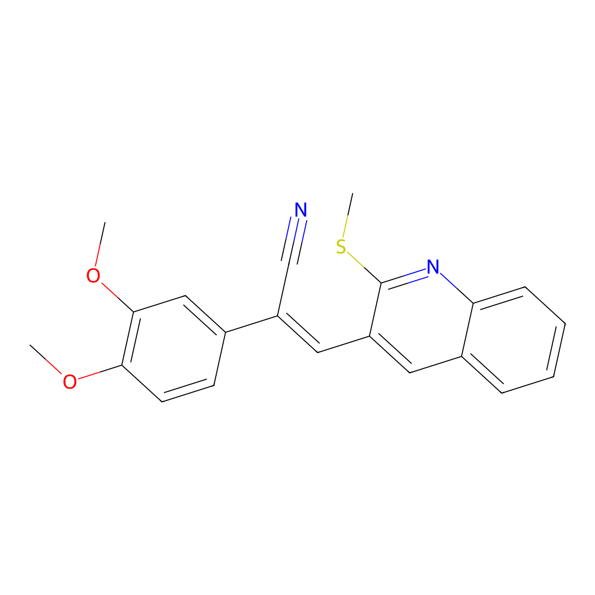 (Z)-2-(3,4-dimethoxyphenyl)-3-[2-(methylsulfanyl)-3-quinolinyl]-2-propenenitrile molecular structure, CAS 478065-22-4