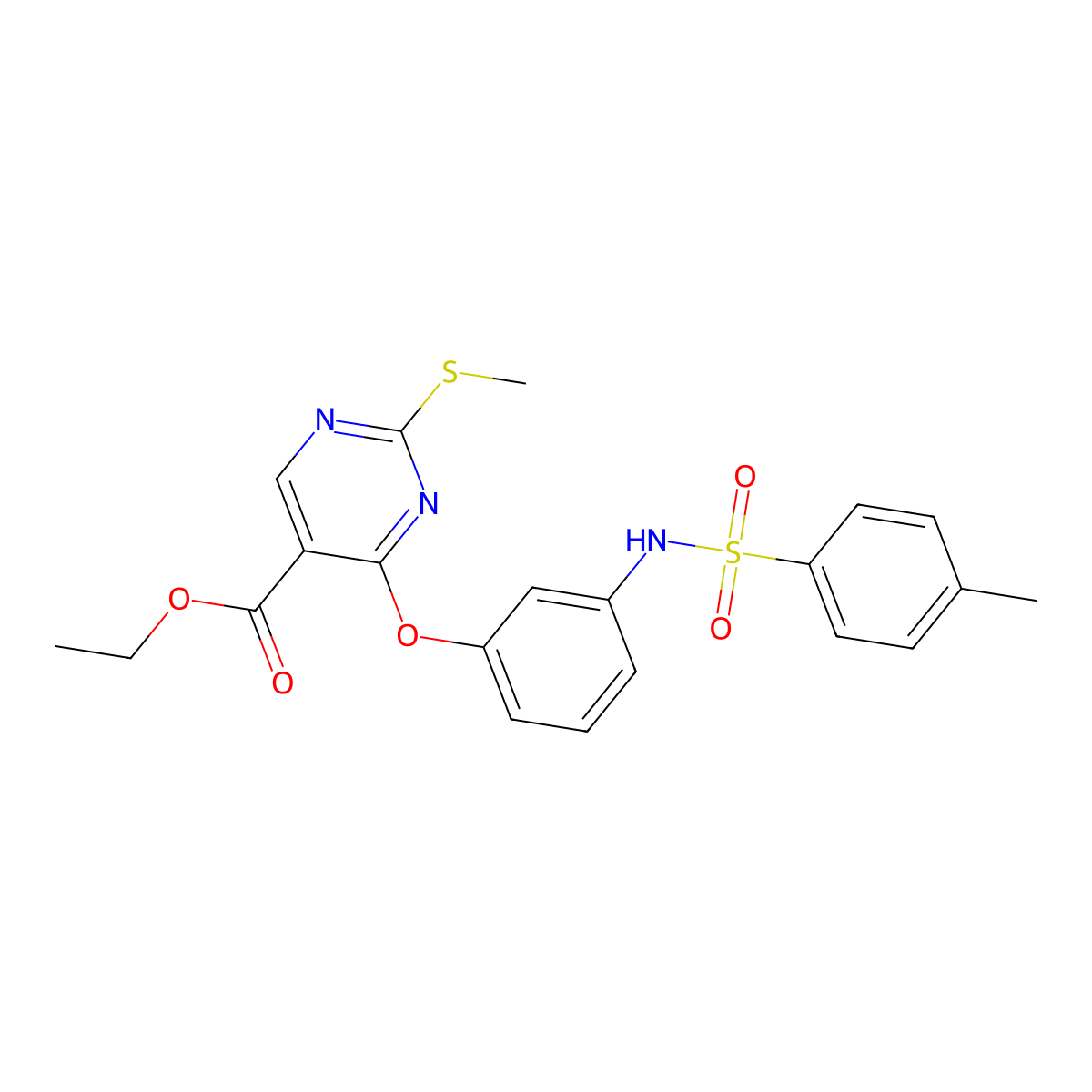Ethyl 4-(3-{[(4-methylphenyl)sulfonyl]amino}phenoxy)-2-(methylsulfanyl)-5-pyrimidinecarboxylate molecular structure, CAS 478065-31-5