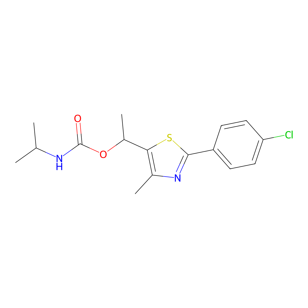 1-[2-(4-chlorophenyl)-4-methyl-1,3-thiazol-5-yl]ethyl N-isopropylcarbamate molecular structure, CAS 478065-56-4