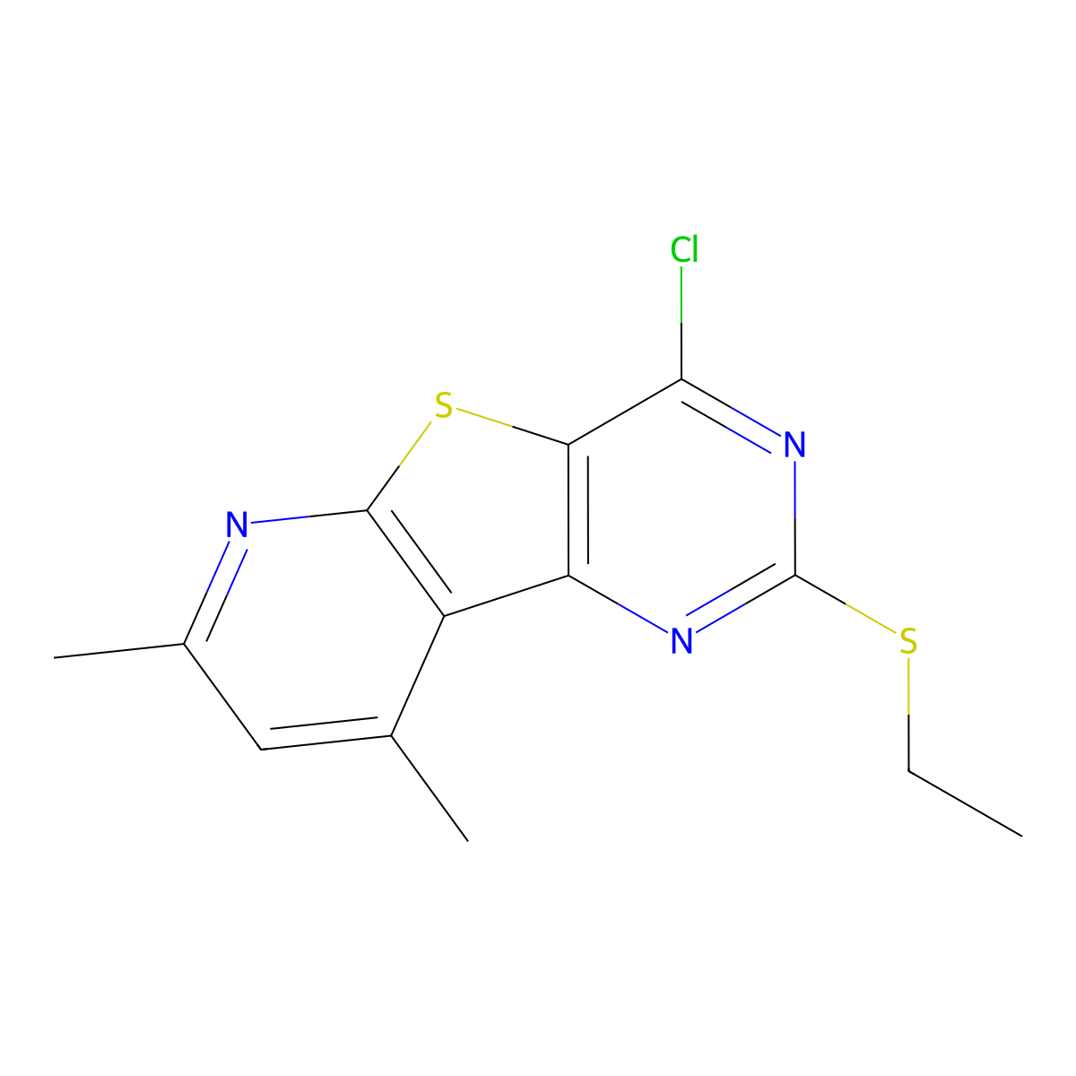 4-Chloro-7,9-dimethylpyrido[3',2':4,5]thieno[3,2-d]pyrimidin-2-yl ethyl sulfide molecular structure, CAS 478065-63-3