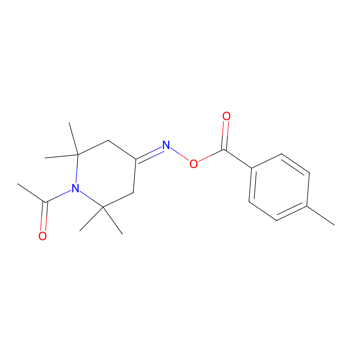1-(2,2,6,6-Tetramethyl-4-{[(4-methylbenzoyl)oxy]imino}piperidino)-1-ethanone molecular structure, CAS 478065-67-7