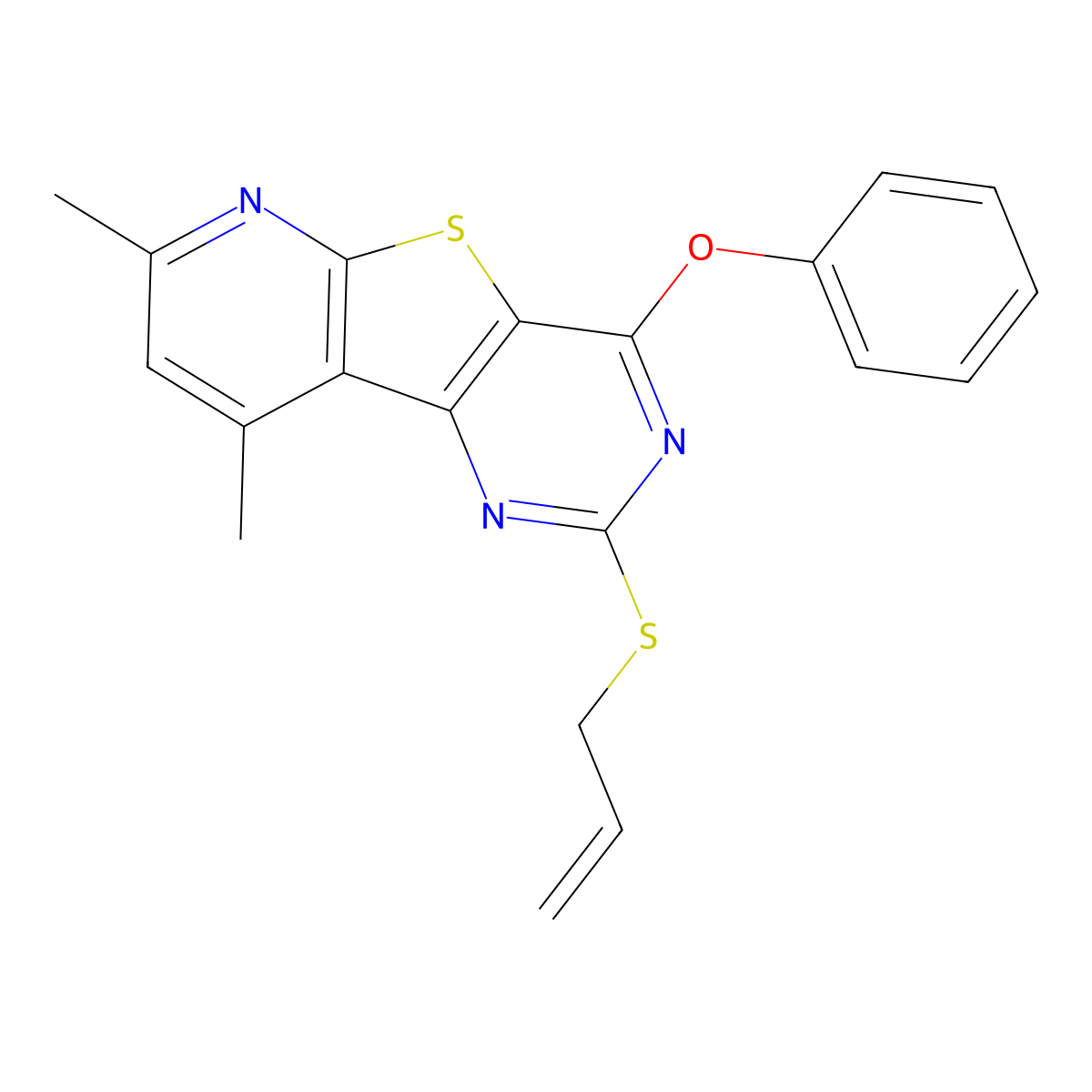 2-(Allylsulfanyl)-7,9-dimethyl-4-phenoxypyrido[3',2':4,5]thieno[3,2-d]pyrimidine molecular structure, CAS 478065-70-2