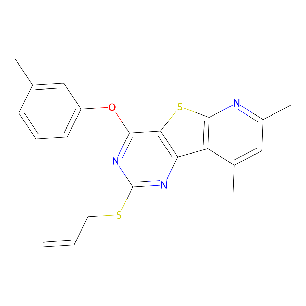 2-(Allylsulfanyl)-7,9-dimethyl-4-(3-methylphenoxy)pyrido[3',2':4,5]thieno[3,2-d]pyrimidine molecular structure, CAS 478065-71-3