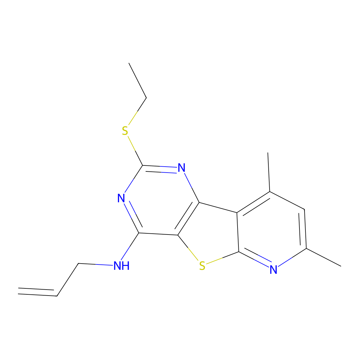 N-allyl-2-(ethylsulfanyl)-7,9-dimethylpyrido[3',2':4,5]thieno[3,2-d]pyrimidin-4-amine molecular structure, CAS 478065-73-5
