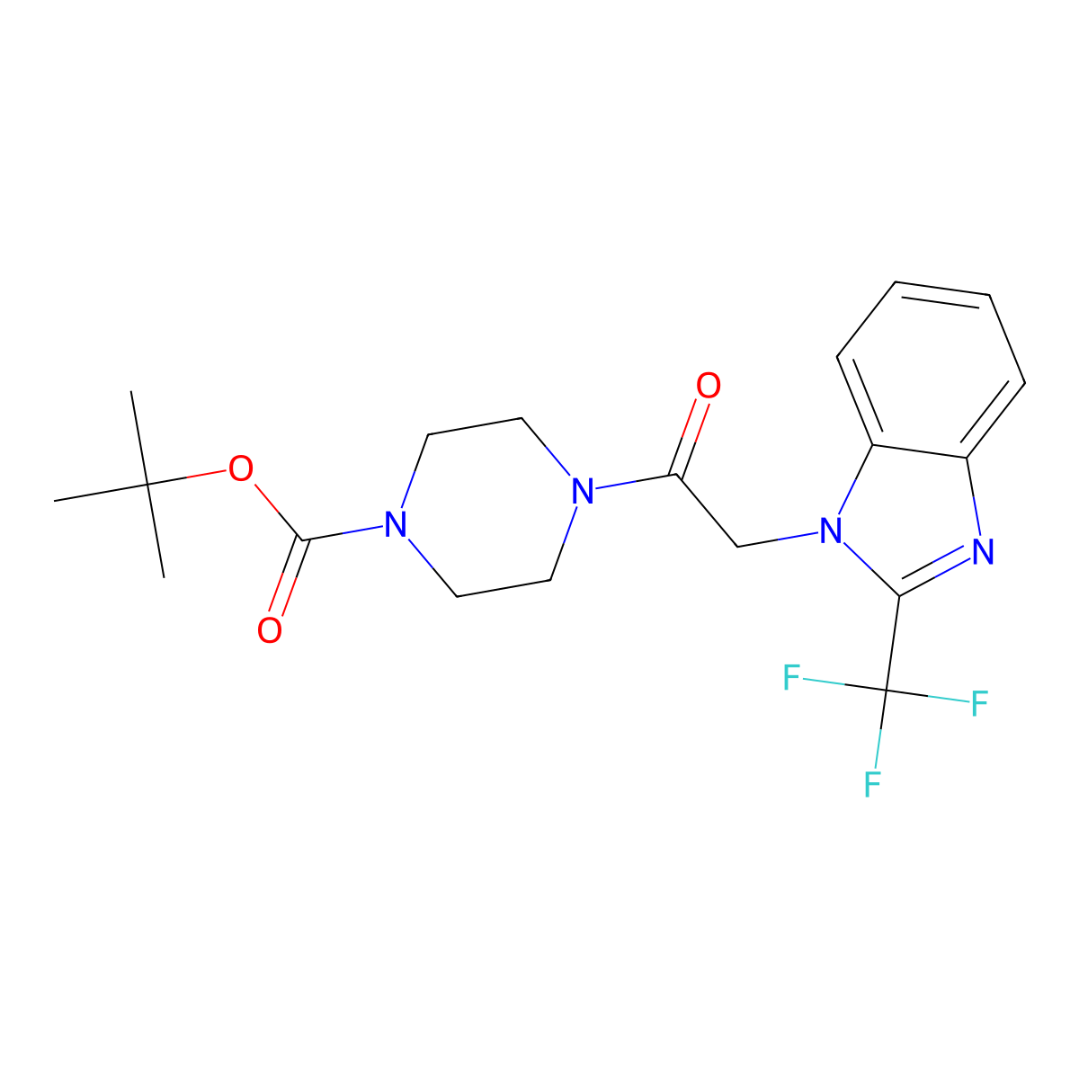 tert-butyl 4-{2-[2-(trifluoromethyl)-1H-1,3-benzodiazol-1-yl]acetyl}piperazine-1-carboxylate molecular structure, CAS 478065-81-5