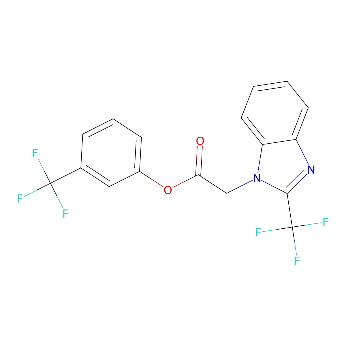 3-(trifluoromethyl)phenyl 2-[2-(trifluoromethyl)-1H-1,3-benzimidazol-1-yl]acetate molecular structure, CAS 478065-82-6