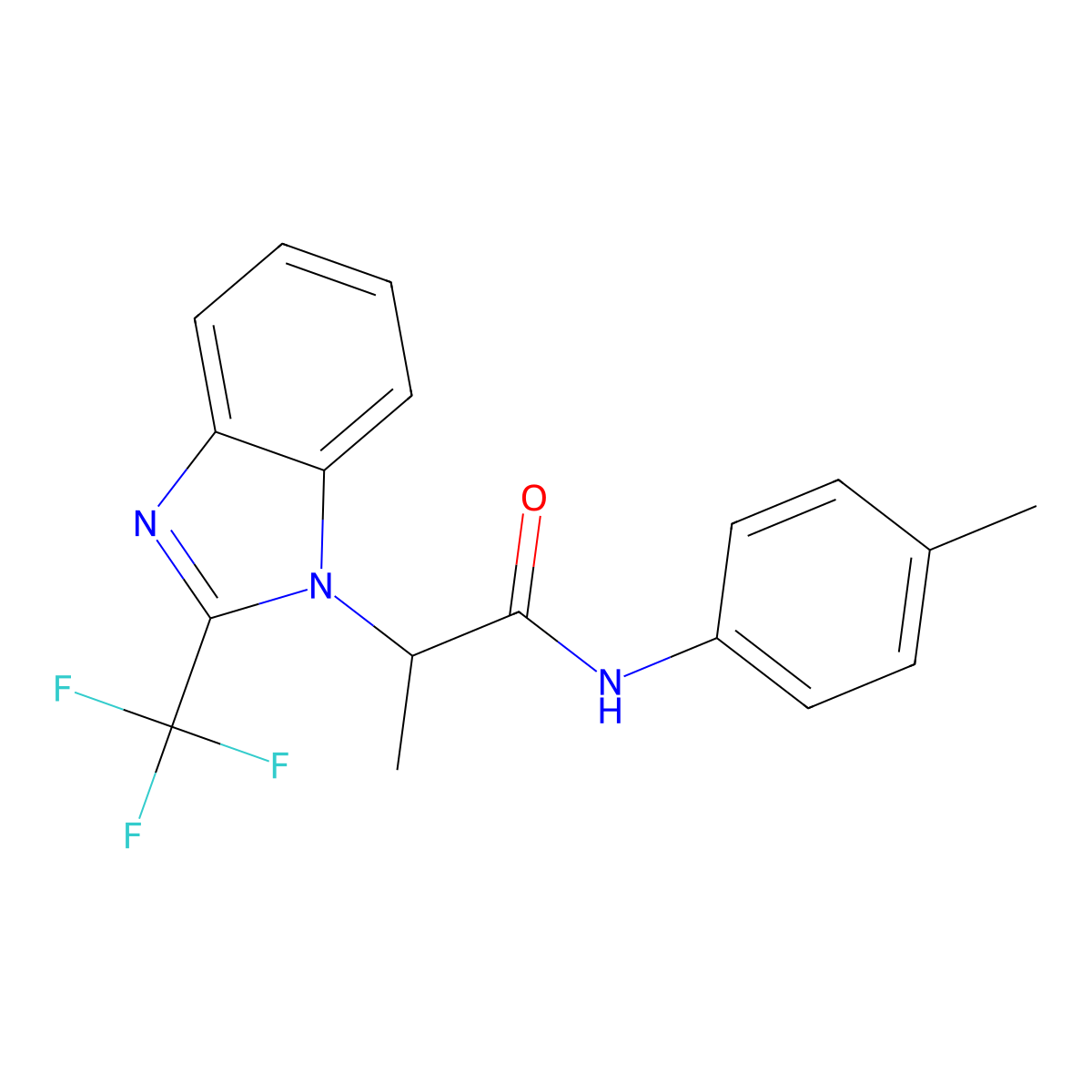 N-(4-methylphenyl)-2-[2-(trifluoromethyl)-1H-1,3-benzimidazol-1-yl]propanamide molecular structure, CAS 478065-84-8
