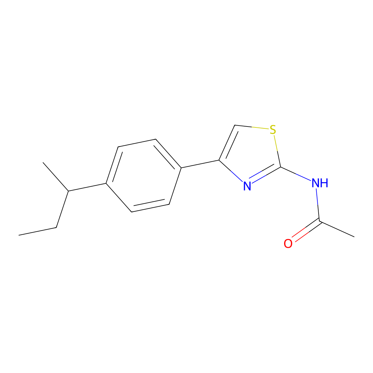 N-{4-[4-(butan-2-yl)phenyl]-1,3-thiazol-2-yl}acetamide molecular structure, CAS 478065-86-0