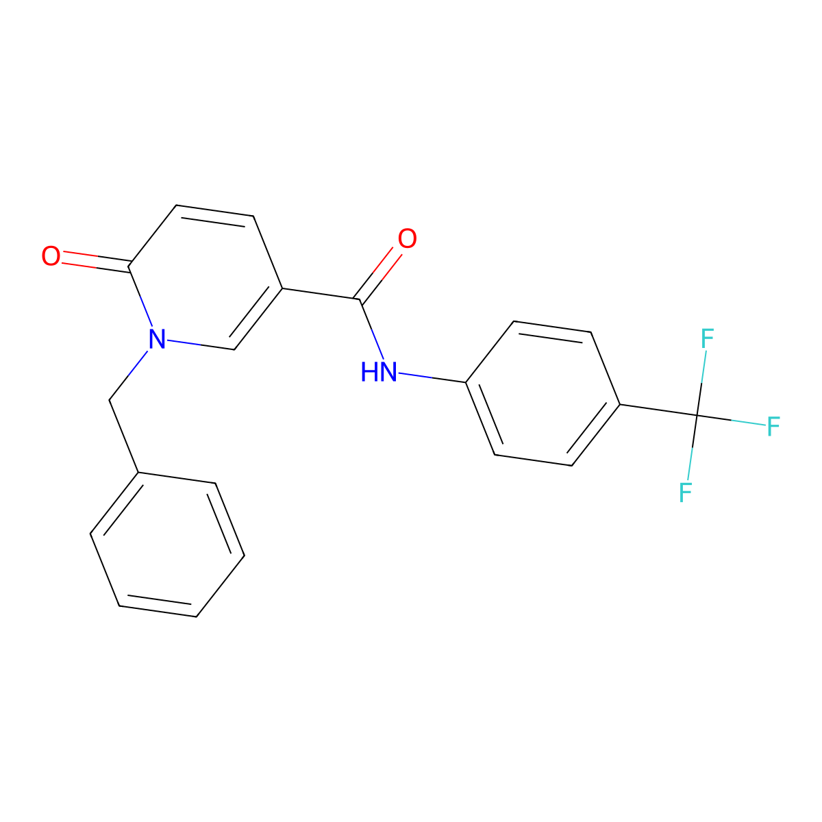 1-benzyl-6-oxo-N-[4-(trifluoromethyl)phenyl]-1,6-dihydropyridine-3-carboxamide molecular structure, CAS 478065-98-4
