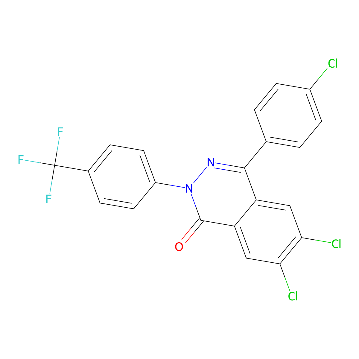 6,7-Dichloro-4-(4-chlorophenyl)-2-[4-(trifluoromethyl)phenyl]phthalazin-1-one molecular structure, CAS 478066-04-5