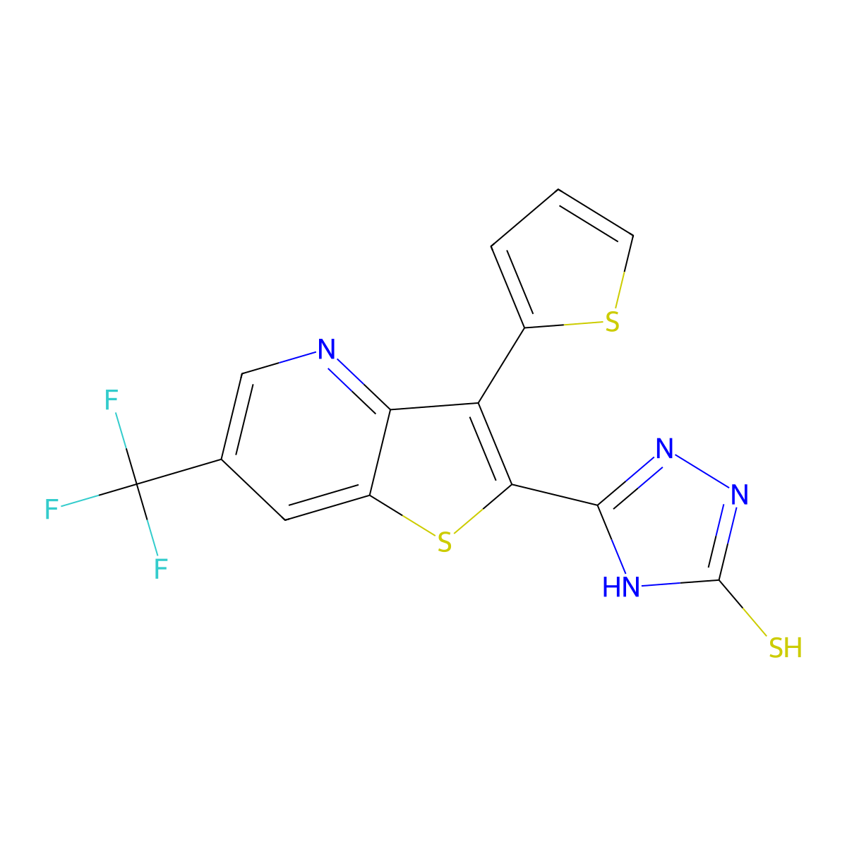 5-[3-(2-thienyl)-6-(trifluoromethyl)thieno[3,2-b]pyridin-2-yl]-4H-1,2,4-triazole-3-thiol molecular structure, CAS 478066-08-9