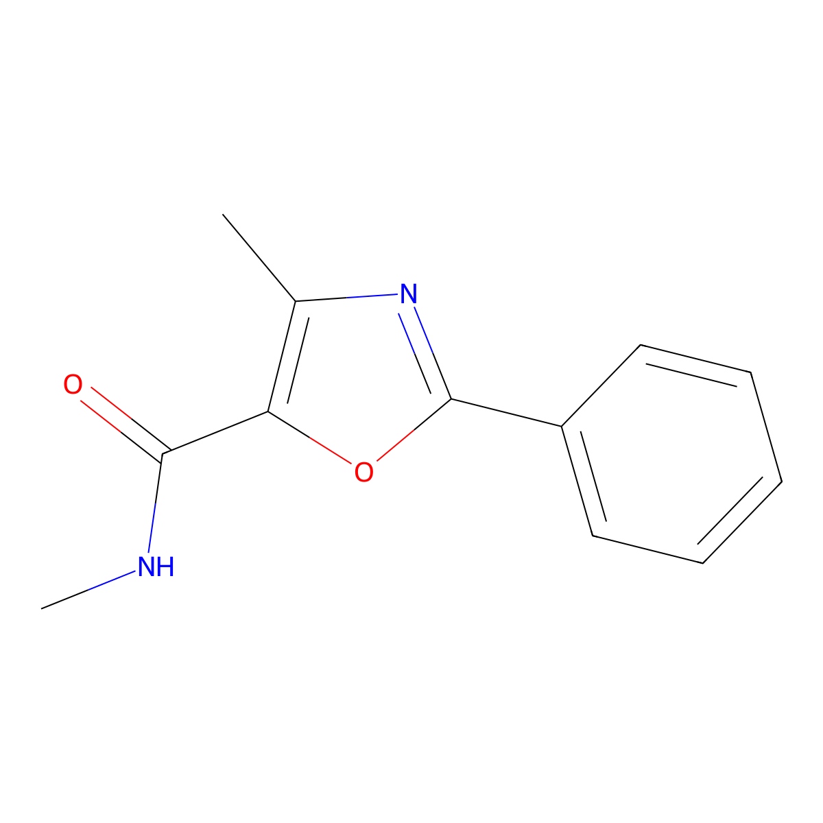 N,4-dimethyl-2-phenyl-1,3-oxazole-5-carboxamide molecular structure, CAS 478066-10-3