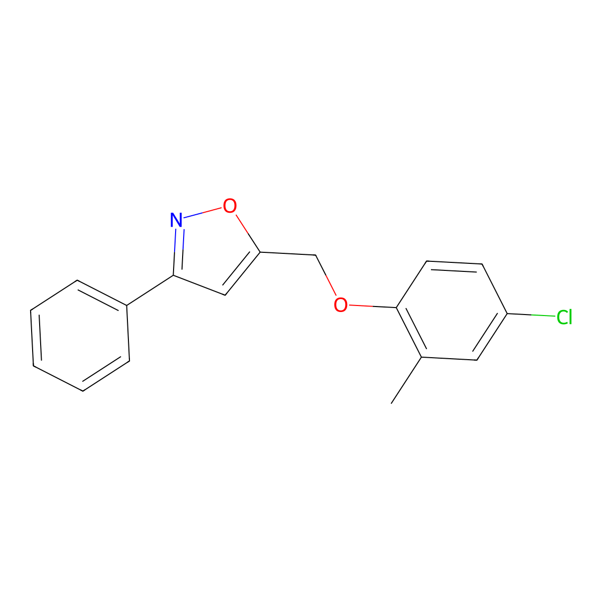 5-[(4-Chloro-2-methylphenoxy)methyl]-3-phenyl-1,2-oxazole molecular structure, CAS 478066-25-0