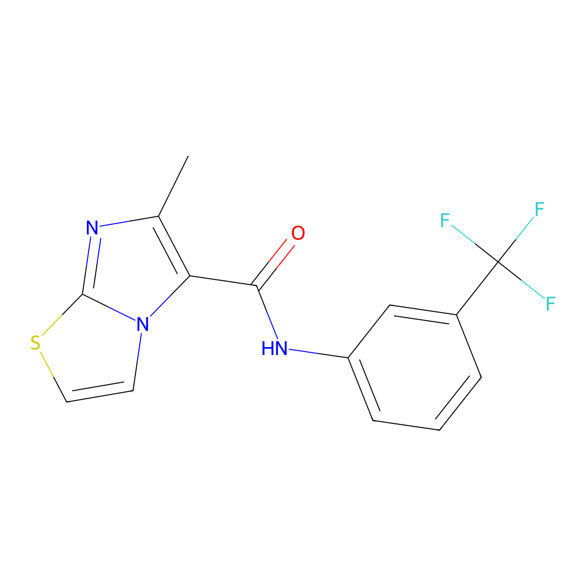 6-methyl-N-[3-(trifluoromethyl)phenyl]imidazo[2,1-b][1,3]thiazole-5-carboxamide molecular structure, CAS 478066-30-7