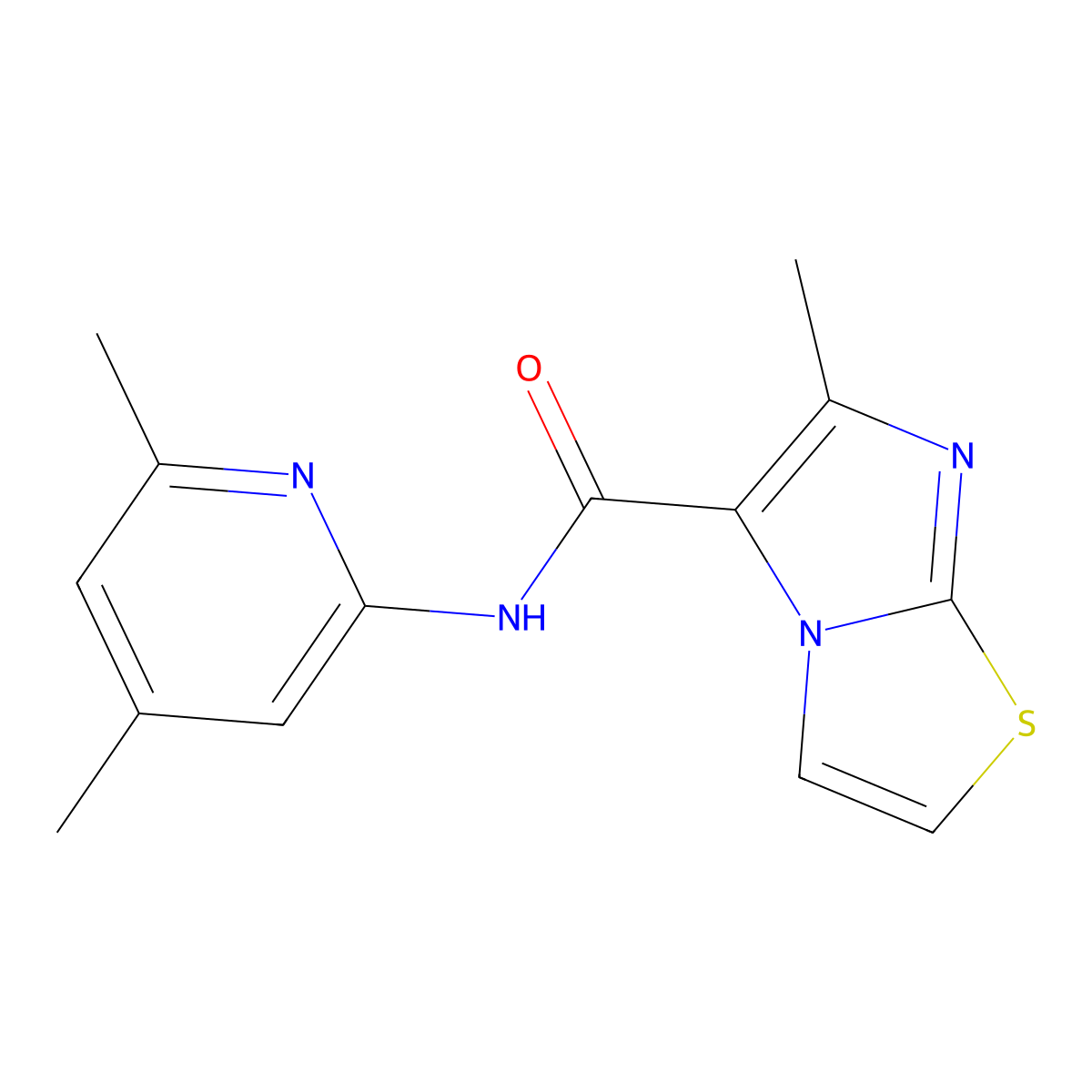N-(4,6-dimethylpyridin-2-yl)-6-methylimidazo[2,1-b][1,3]thiazole-5-carboxamide molecular structure, CAS 478066-33-0