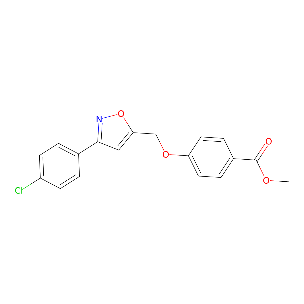 Methyl 4-{[3-(4-chlorophenyl)-5-isoxazolyl]methoxy}benzenecarboxylate molecular structure, CAS 478066-49-8