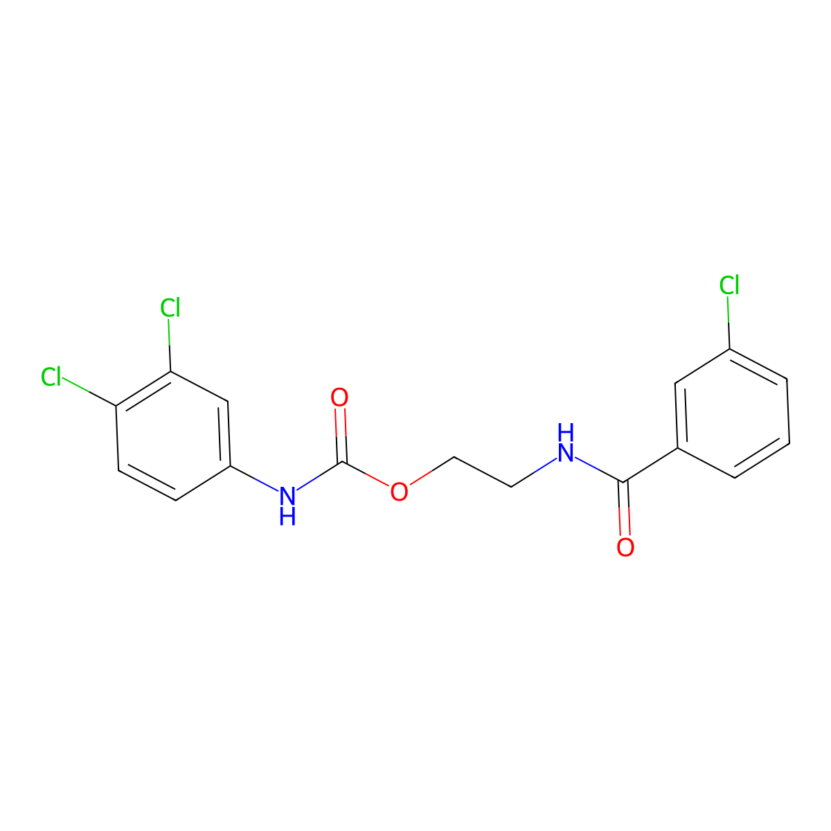 2-[(3-chlorobenzoyl)amino]ethyl N-(3,4-dichlorophenyl)carbamate molecular structure, CAS 478066-74-9
