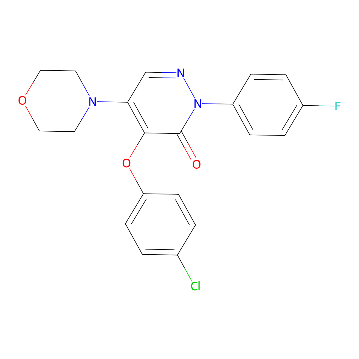 4-(4-chlorophenoxy)-2-(4-fluorophenyl)-5-morpholino-3(2H)-pyridazinone molecular structure, CAS 478066-76-1