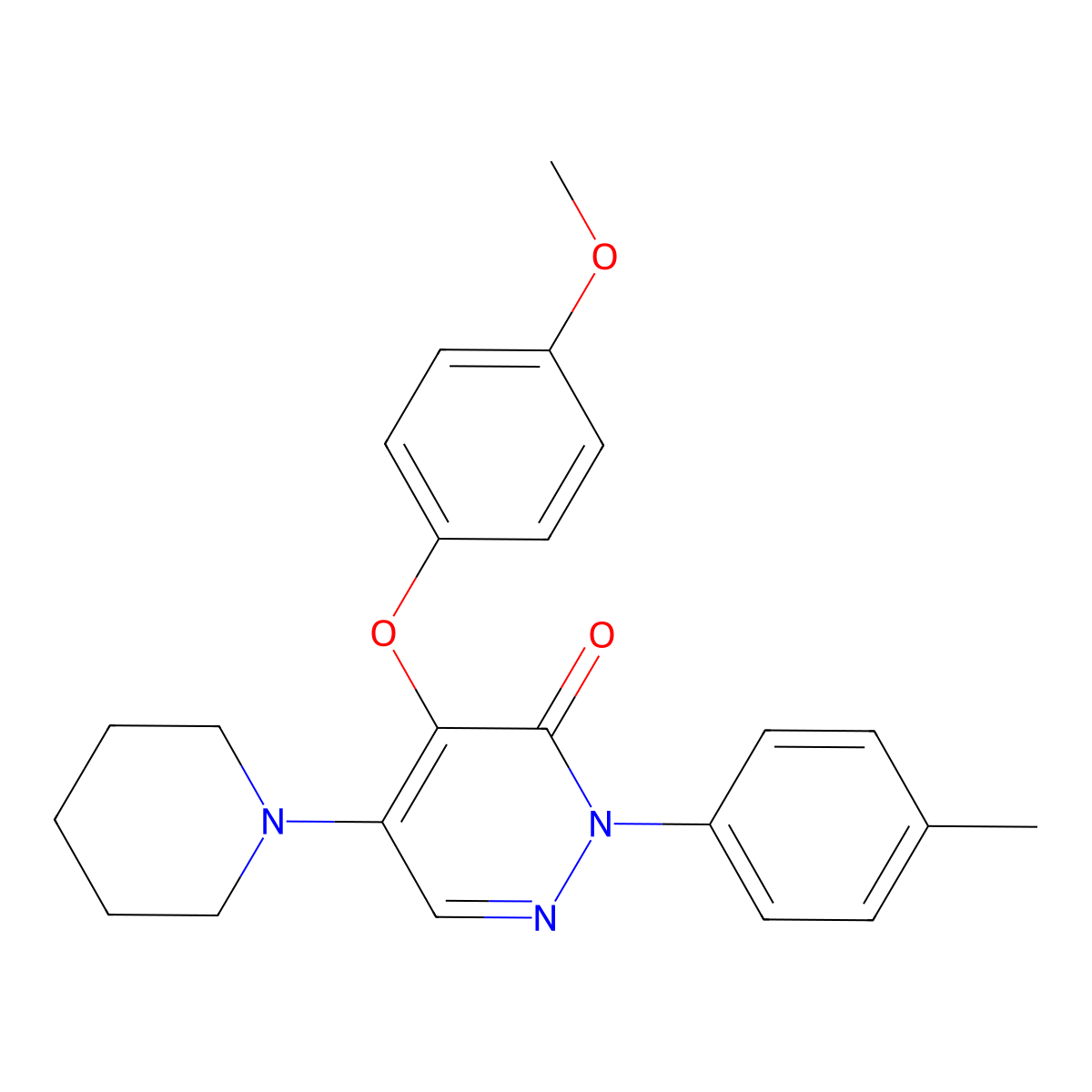 4-(4-methoxyphenoxy)-2-(4-methylphenyl)-5-piperidino-3(2H)-pyridazinone molecular structure, CAS 478066-77-2