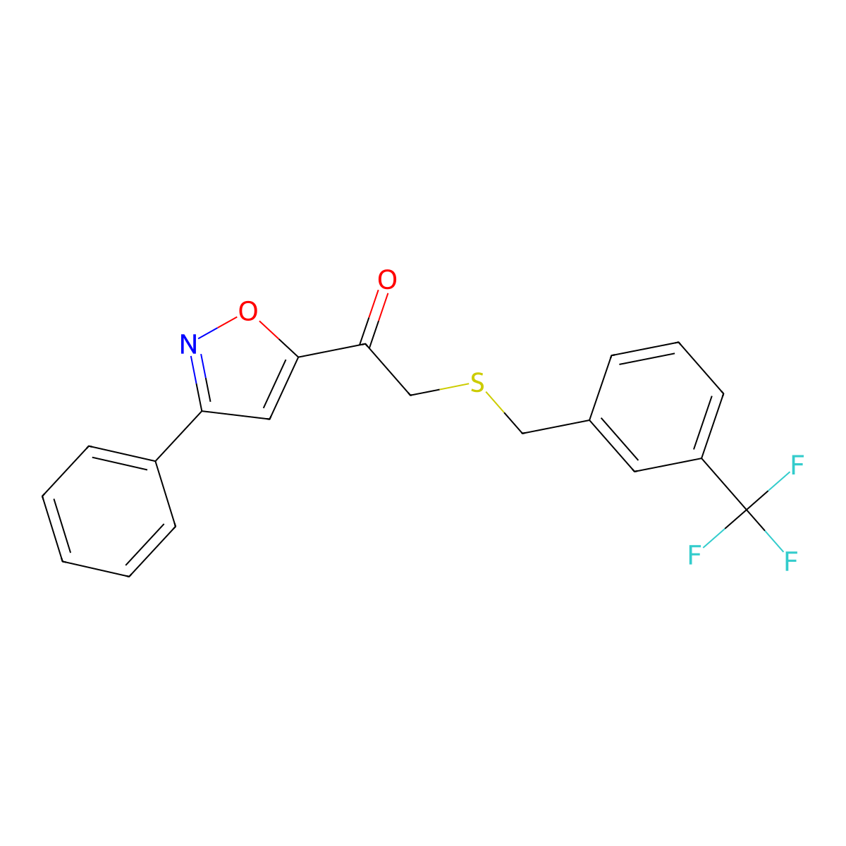 1-(3-Phenyl-5-isoxazolyl)-2-{[3-(trifluoromethyl)benzyl]sulfanyl}-1-ethanone molecular structure, CAS 478066-86-3