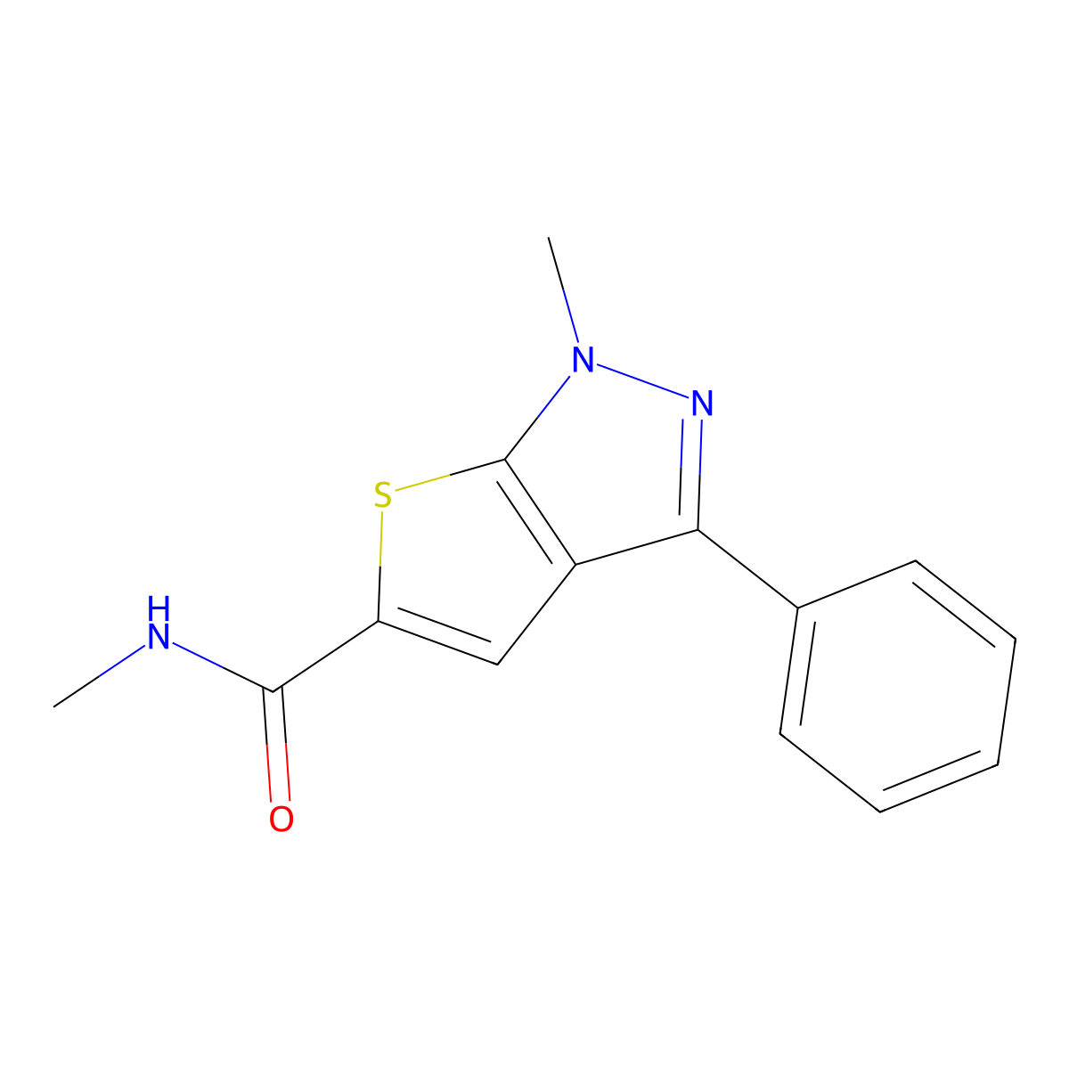 N,1-dimethyl-3-phenyl-1H-thieno[2,3-c]pyrazole-5-carboxamide molecular structure, CAS 478066-97-6