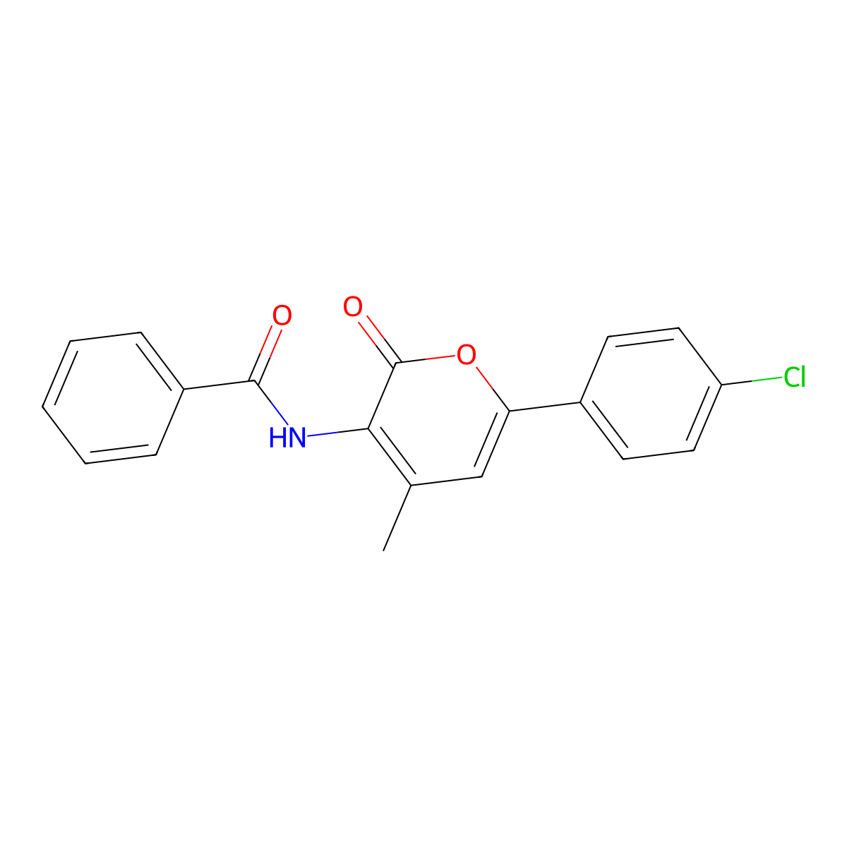 N-[6-(4-chlorophenyl)-4-methyl-2-oxo-2H-pyran-3-yl]benzenecarboxamide molecular structure, CAS 478067-02-6