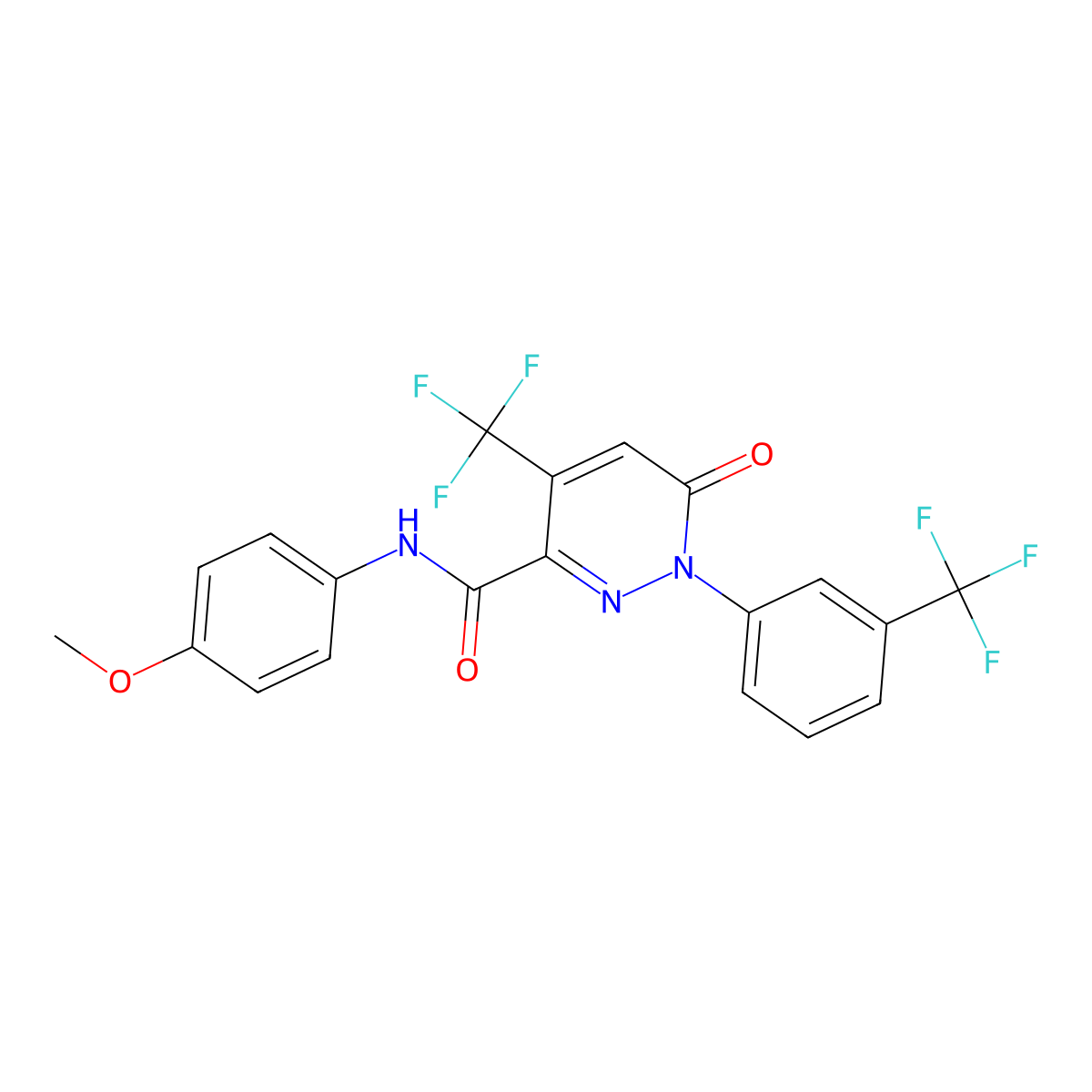 N-(4-methoxyphenyl)-6-oxo-4-(trifluoromethyl)-1-[3-(trifluoromethyl)phenyl]-1,6-dihydro-3-pyridazinecarboxamide molecular structure, CAS 478067-11-7