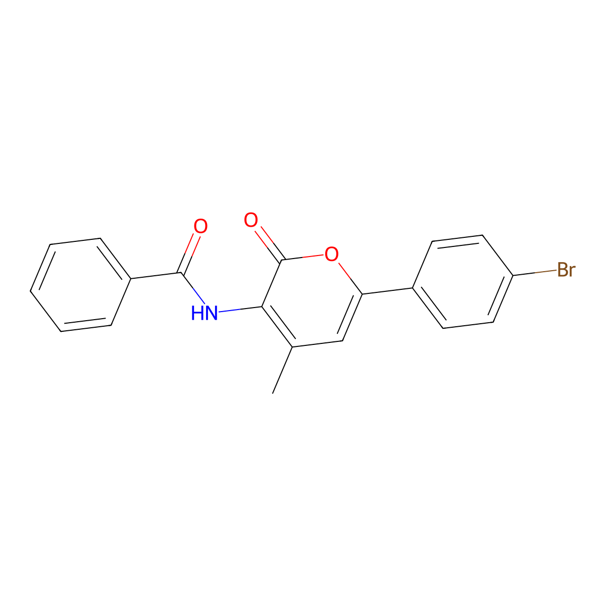 N-[6-(4-bromophenyl)-4-methyl-2-oxopyran-3-yl]benzamide molecular structure, CAS 478067-12-8