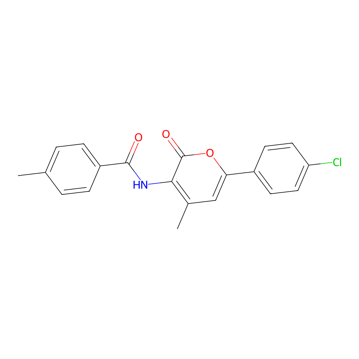 N-[6-(4-chlorophenyl)-4-methyl-2-oxo-2H-pyran-3-yl]-4-methylbenzenecarboxamide molecular structure, CAS 478067-14-0