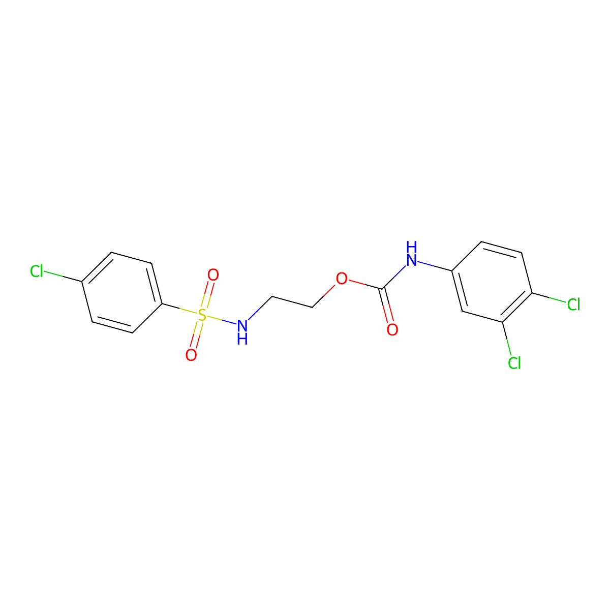 2-[(4-chlorophenyl)sulfonylamino]ethyl N-(3,4-dichlorophenyl)carbamate molecular structure, CAS 478067-15-1