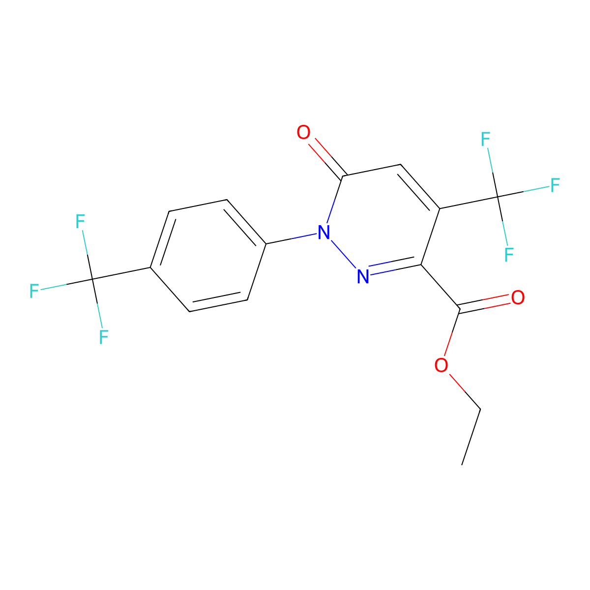 Ethyl 6-oxo-4-(trifluoromethyl)-1-[4-(trifluoromethyl)phenyl]-1,6-dihydro-3-pyridazinecarboxylate molecular structure, CAS 478067-23-1