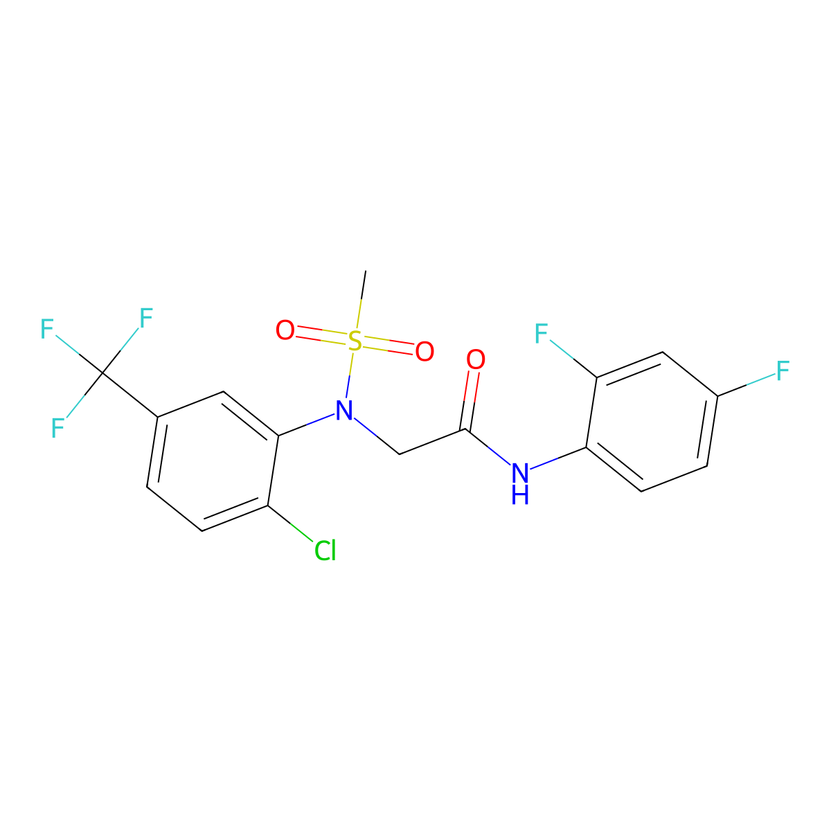 2-[2-chloro-N-methylsulfonyl-5-(trifluoromethyl)anilino]-N-(2,4-difluorophenyl)acetamide molecular structure, CAS 478067-38-8