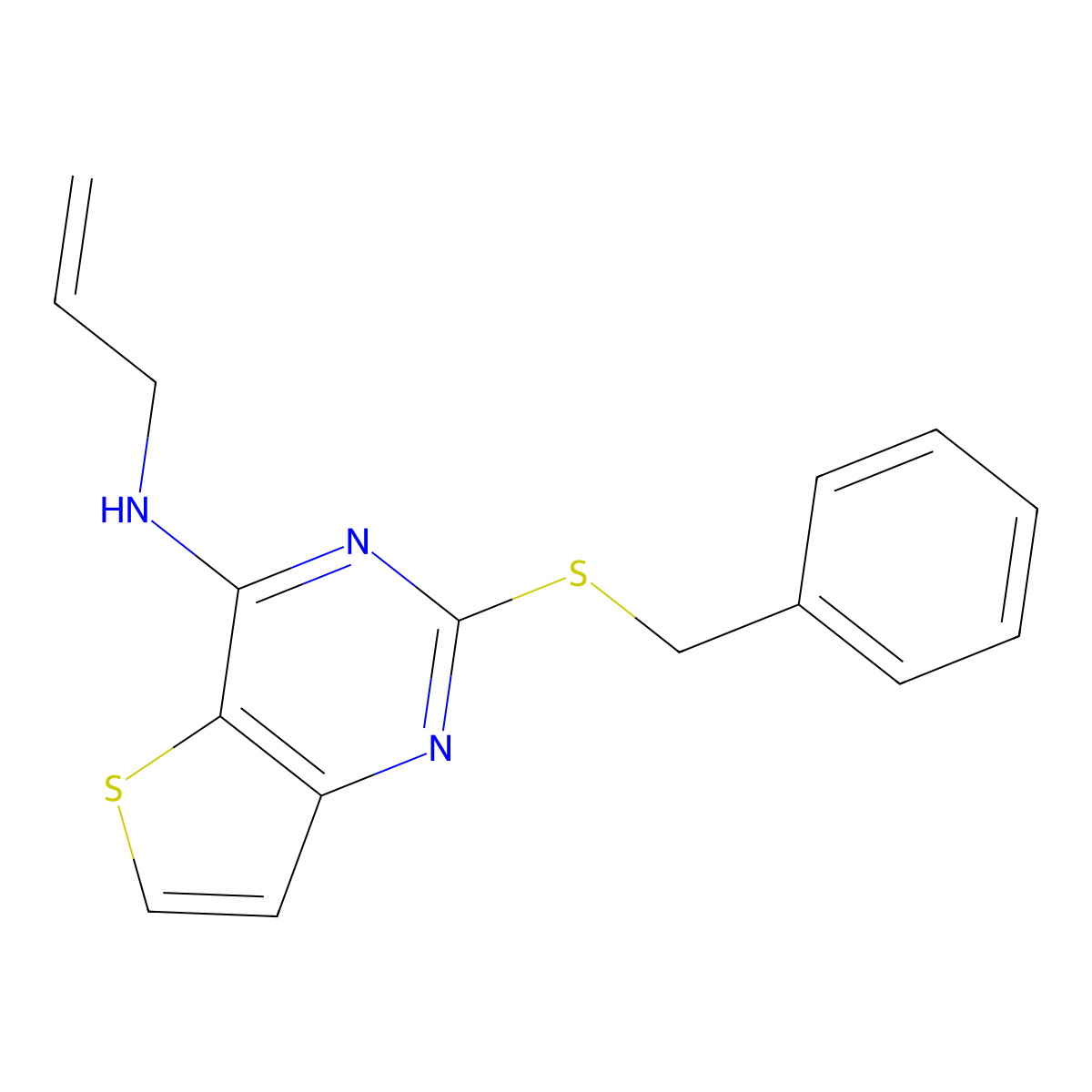 N-allyl-2-(benzylsulfanyl)thieno[3,2-d]pyrimidin-4-amine molecular structure, CAS 478067-40-2