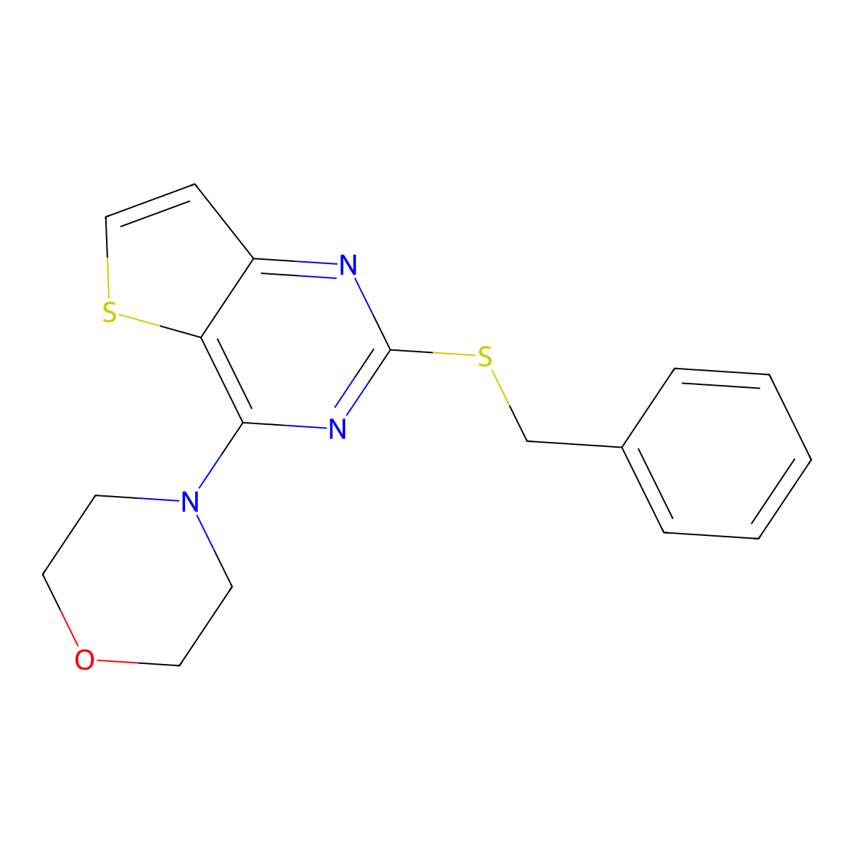 2-(Benzylsulfanyl)-4-morpholinothieno[3,2-d]pyrimidine molecular structure, CAS 478067-42-4