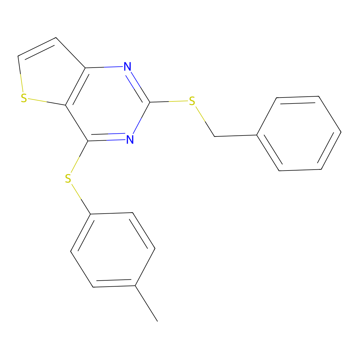 2-(Benzylsulfanyl)-4-[(4-methylphenyl)sulfanyl]thieno[3,2-d]pyrimidine molecular structure, CAS 478067-45-7