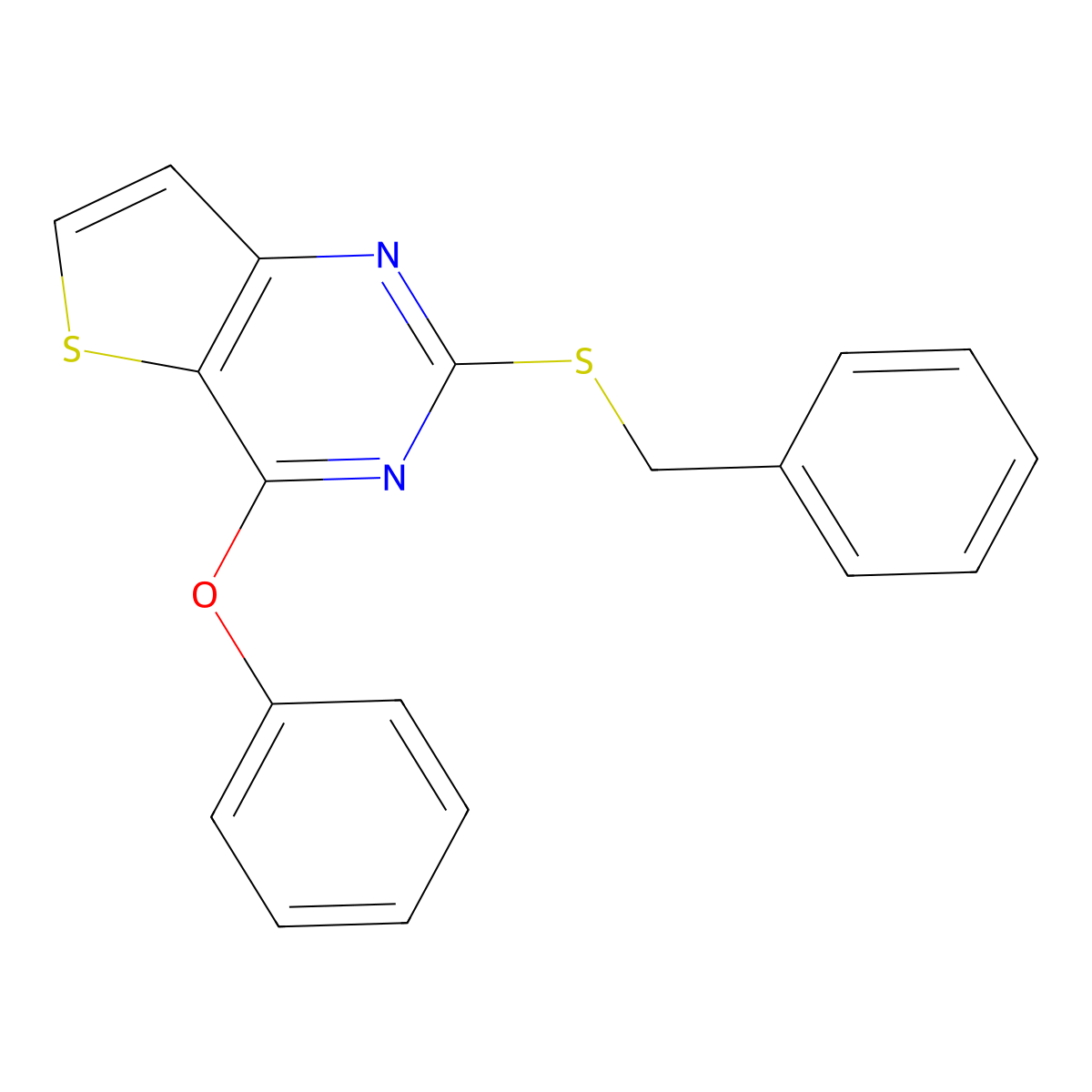 2-(Benzylsulfanyl)-4-phenoxythieno[3,2-d]pyrimidine molecular structure, CAS 478067-46-8