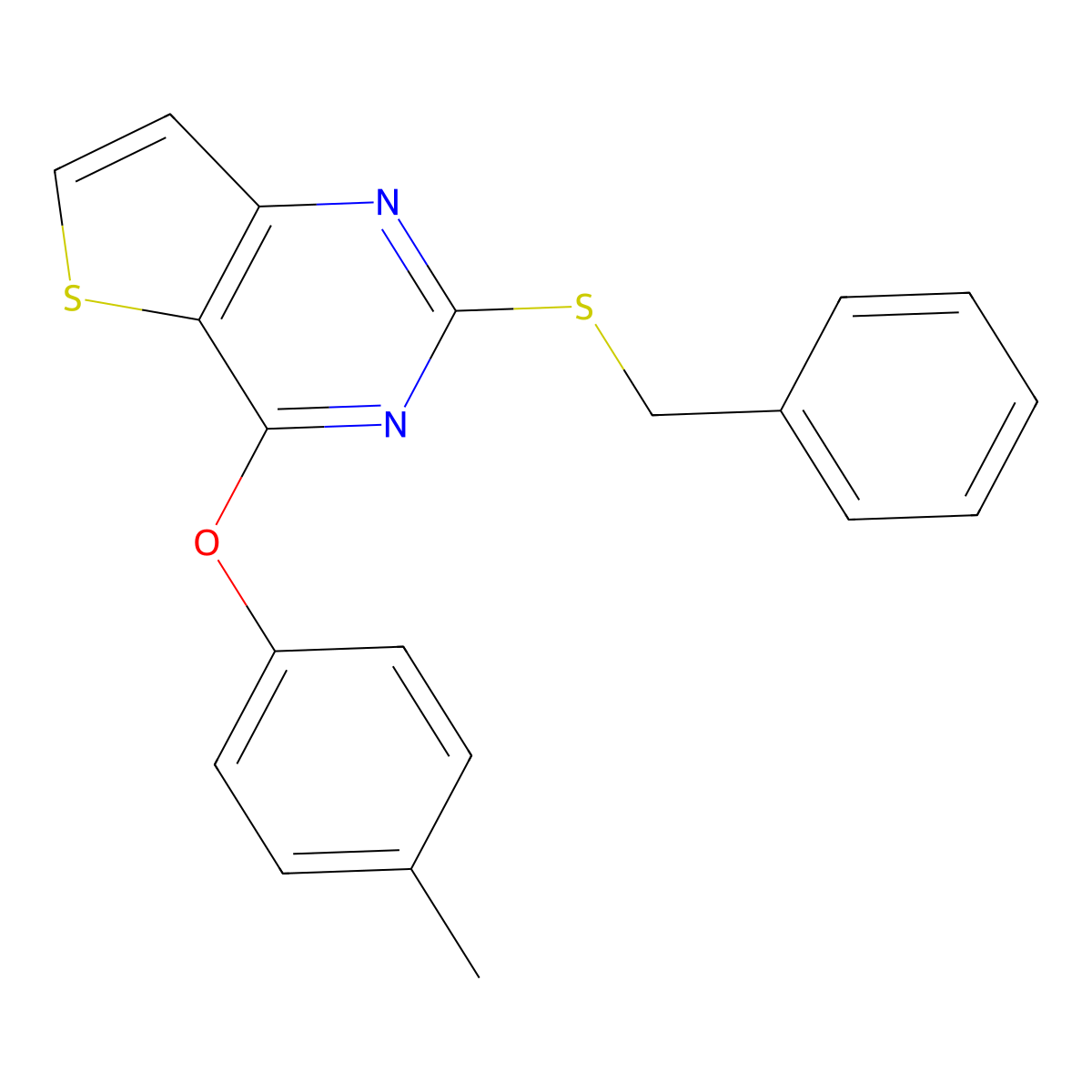 2-(Benzylsulfanyl)-4-(4-methylphenoxy)thieno[3,2-d]pyrimidine molecular structure, CAS 478067-49-1