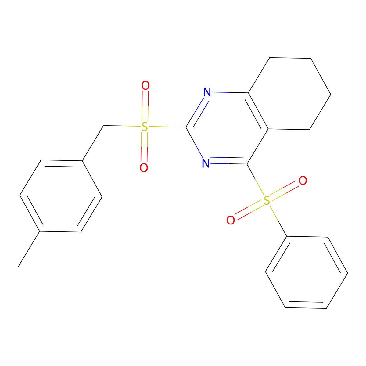 4-Methylbenzyl 4-(phenylsulfonyl)-5,6,7,8-tetrahydro-2-quinazolinyl sulfone molecular structure, CAS 478067-50-4
