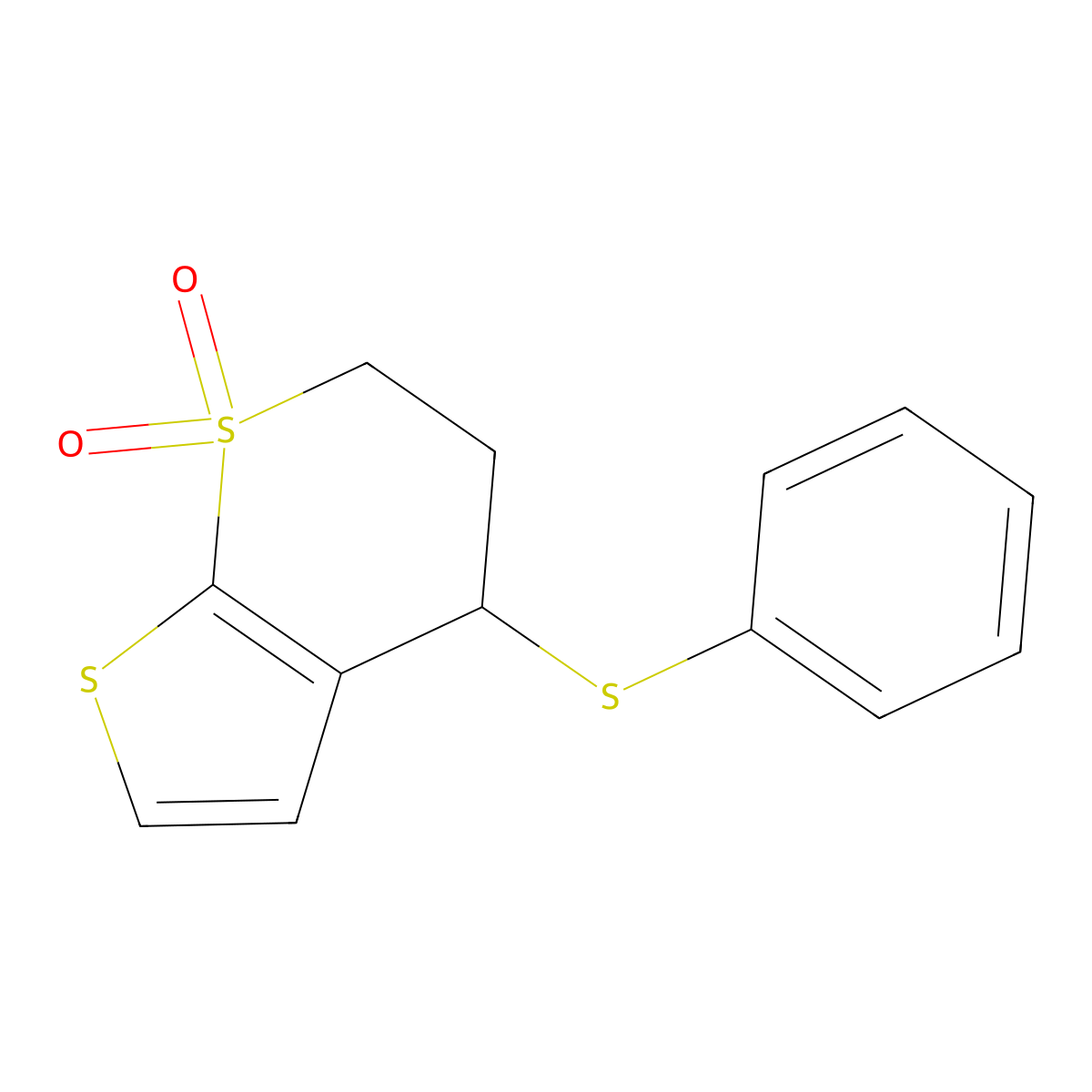 4-phenylsulfanyl-5,6-dihydro-4H-thieno[2,3-b]thiopyran 7,7-dioxide molecular structure, CAS 478067-51-5