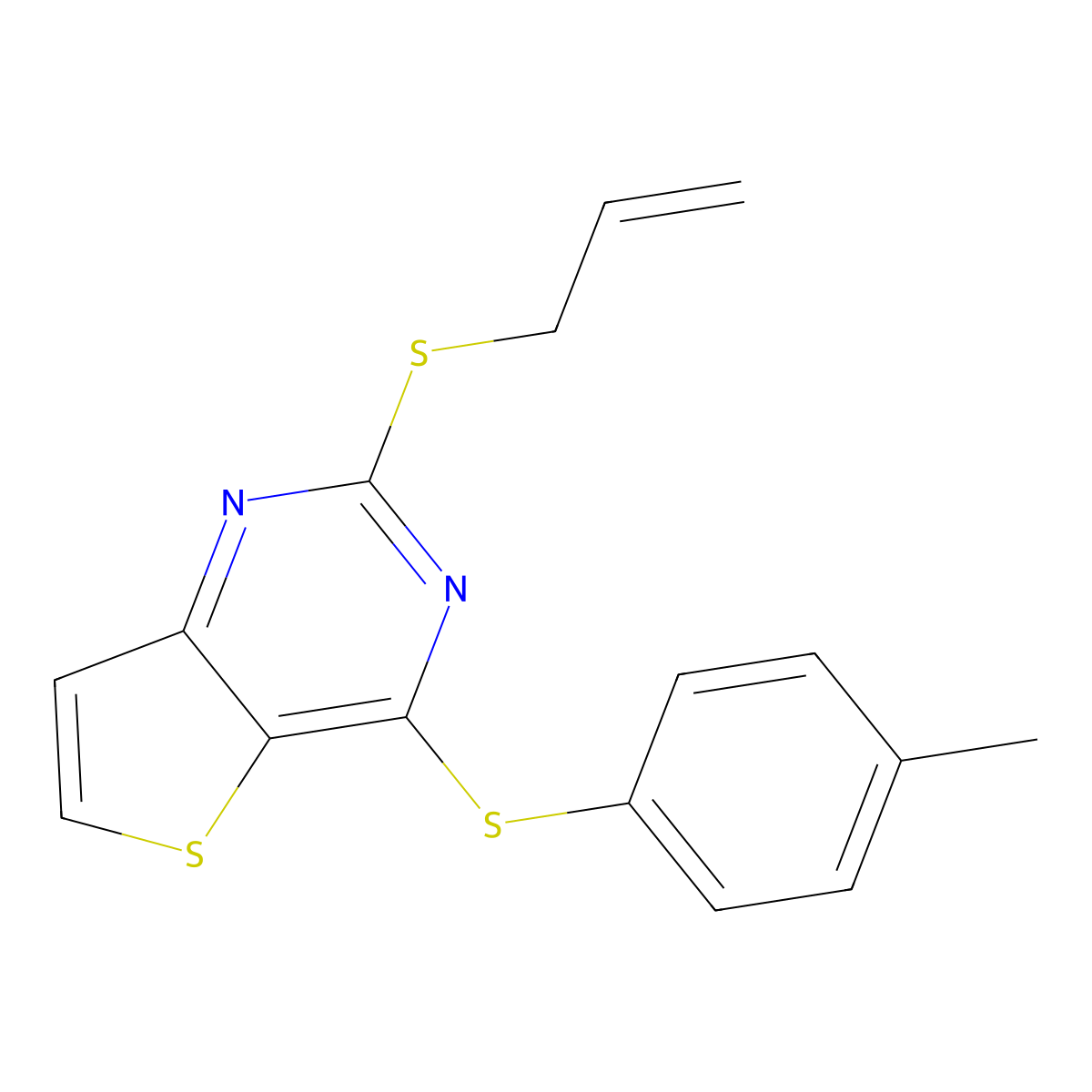 2-(Allylsulfanyl)-4-[(4-methylphenyl)sulfanyl]thieno[3,2-d]pyrimidine molecular structure, CAS 478067-57-1