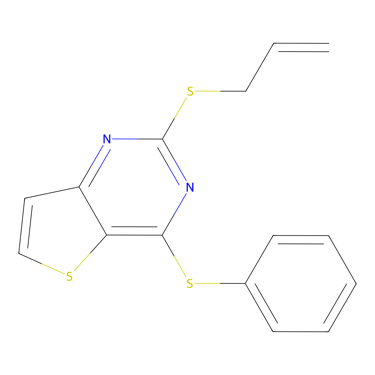 2-(Allylsulfanyl)-4-(phenylsulfanyl)thieno[3,2-d]pyrimidine molecular structure, CAS 478067-58-2